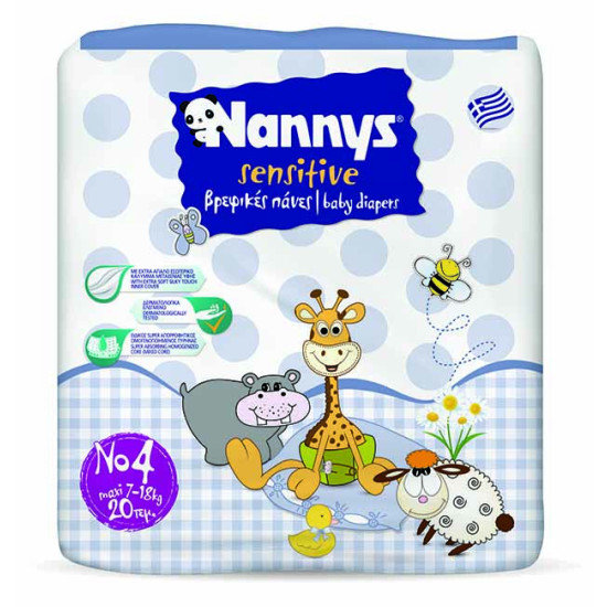 ΠΑΝΕΣ NANNYS SENSITIVE MAXI 20 ΤΕΜΑΧΙΩΝ No4 (7-18 kg)
