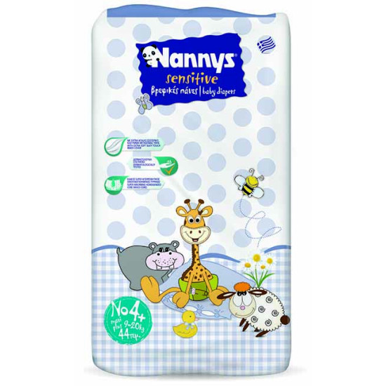 ΠΑΝΕΣ NANNYS SENSITIVE MAXI PLUS 44 ΤΕΜΑΧΙΩΝ No4+ (9-20 kg)