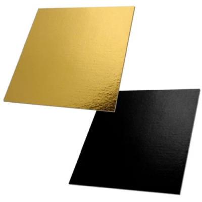 ΔΙΣΚΟΣ ΤΟΥΡΤΑΣ ΛΕΠΤΟΣ ΤΕΤΡΑΓΩΝΟΣ 30cm ΜΑΥΡΟΣ-ΧΡΥΣΟΣ