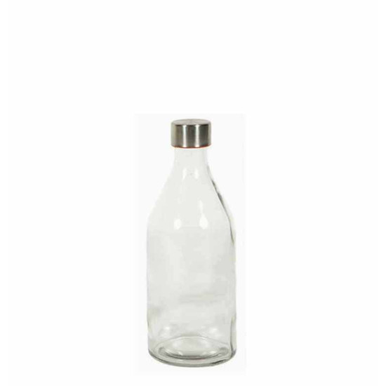 ΜΠΟΥΚΑΛΙ ΓΥΑΛΙΝΟ ΣΤΡΟΓΓΥΛΟ ΔΙΑΦΑΝΟ 1000ml ΜΕ ΜΕΤΑΛΛΙΚΟ ΠΩΜΑ