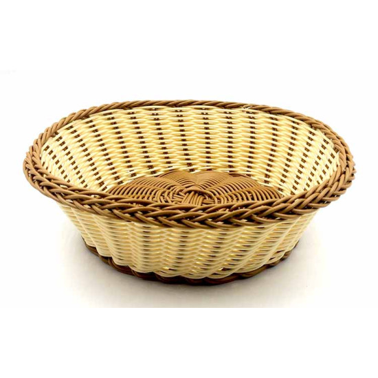 ΚΑΛΑΘΙ ΣΤΡΟΓΓΥΛΟ RATTAN 24cm ΜΠΕΖ-ΚΑΦΕ