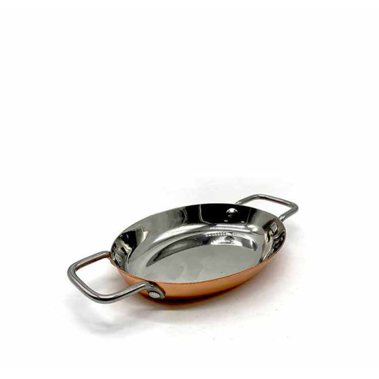 ΣΑΓΑΝΙ ΣΕΡΒΙΡΙΣΜΑΤΟΣ ΟΒΑΛ INOX ΜΕ ΧΑΛΚΙΝΗ ΕΠΙΣΤΡΩΣΗ 18,3cm